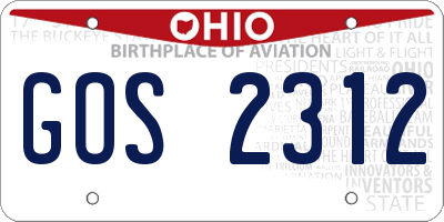 OH license plate GOS2312