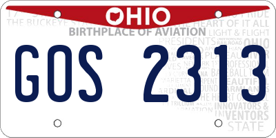 OH license plate GOS2313