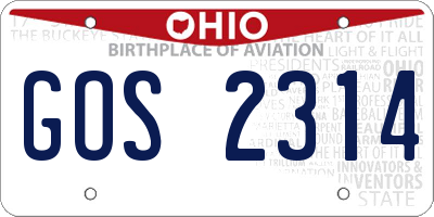 OH license plate GOS2314