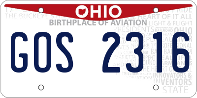 OH license plate GOS2316