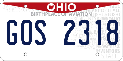 OH license plate GOS2318