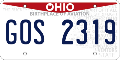 OH license plate GOS2319