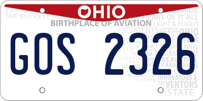 OH license plate GOS2326