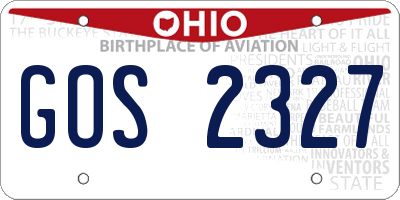 OH license plate GOS2327