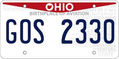 OH license plate GOS2330