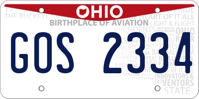 OH license plate GOS2334