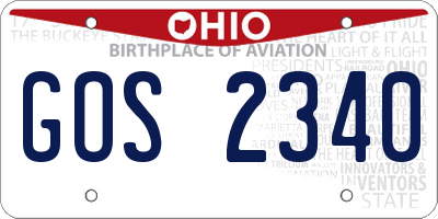 OH license plate GOS2340