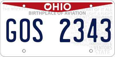 OH license plate GOS2343