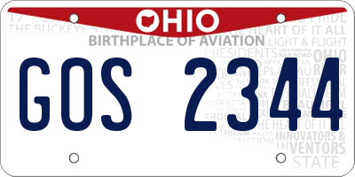 OH license plate GOS2344