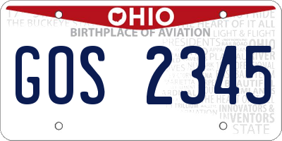 OH license plate GOS2345