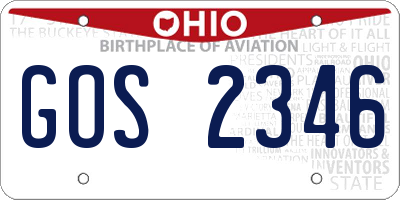 OH license plate GOS2346