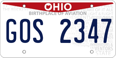 OH license plate GOS2347