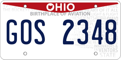 OH license plate GOS2348