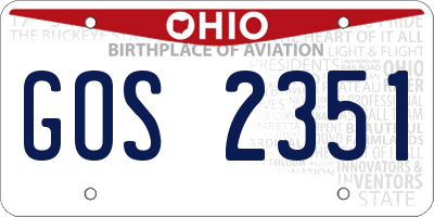 OH license plate GOS2351