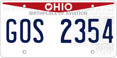 OH license plate GOS2354