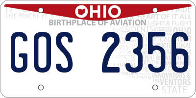OH license plate GOS2356