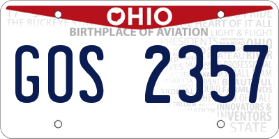 OH license plate GOS2357