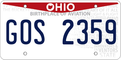 OH license plate GOS2359
