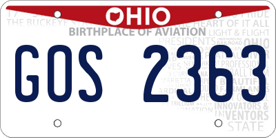 OH license plate GOS2363