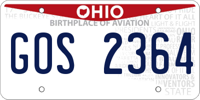 OH license plate GOS2364