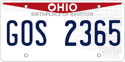 OH license plate GOS2365