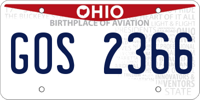 OH license plate GOS2366