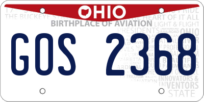 OH license plate GOS2368