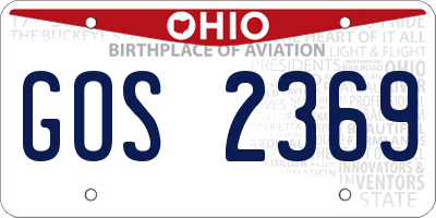 OH license plate GOS2369