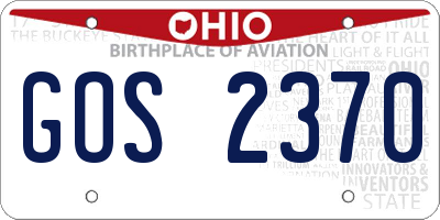 OH license plate GOS2370