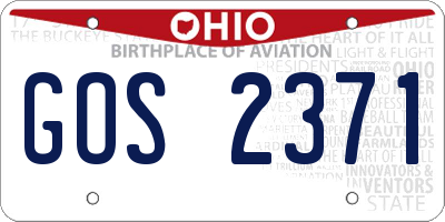 OH license plate GOS2371