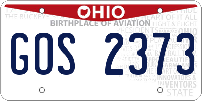 OH license plate GOS2373