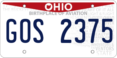 OH license plate GOS2375