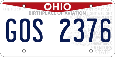 OH license plate GOS2376