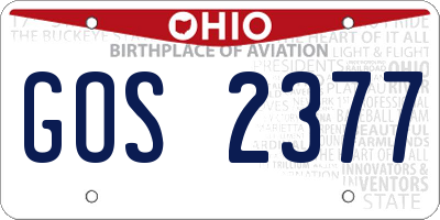OH license plate GOS2377