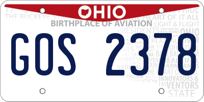 OH license plate GOS2378