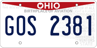OH license plate GOS2381