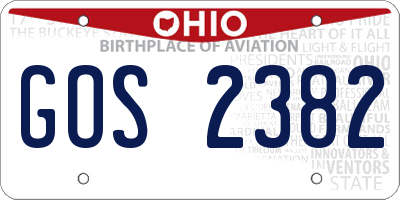 OH license plate GOS2382