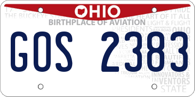 OH license plate GOS2383