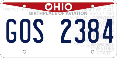 OH license plate GOS2384