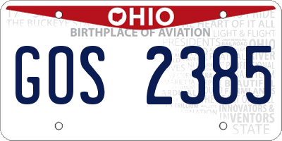 OH license plate GOS2385