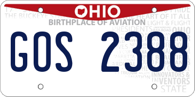 OH license plate GOS2388