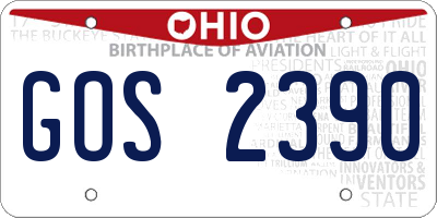 OH license plate GOS2390