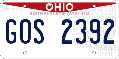 OH license plate GOS2392