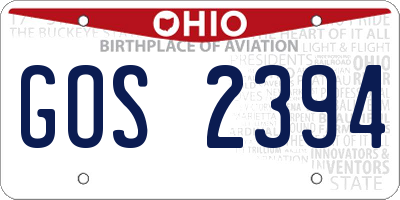 OH license plate GOS2394