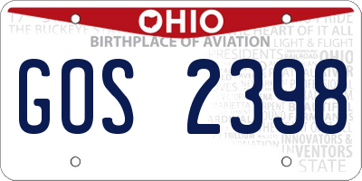 OH license plate GOS2398