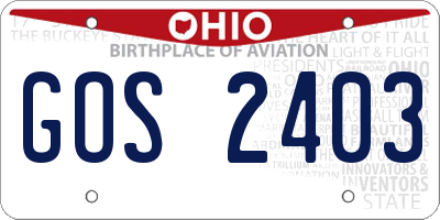OH license plate GOS2403