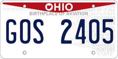 OH license plate GOS2405