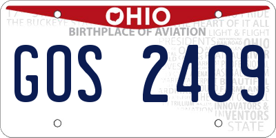 OH license plate GOS2409