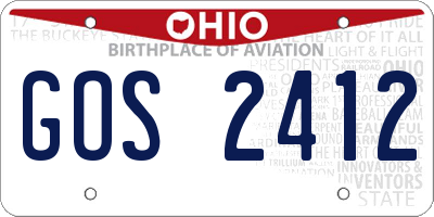 OH license plate GOS2412