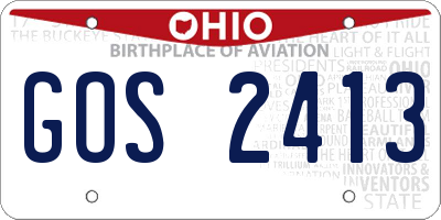 OH license plate GOS2413